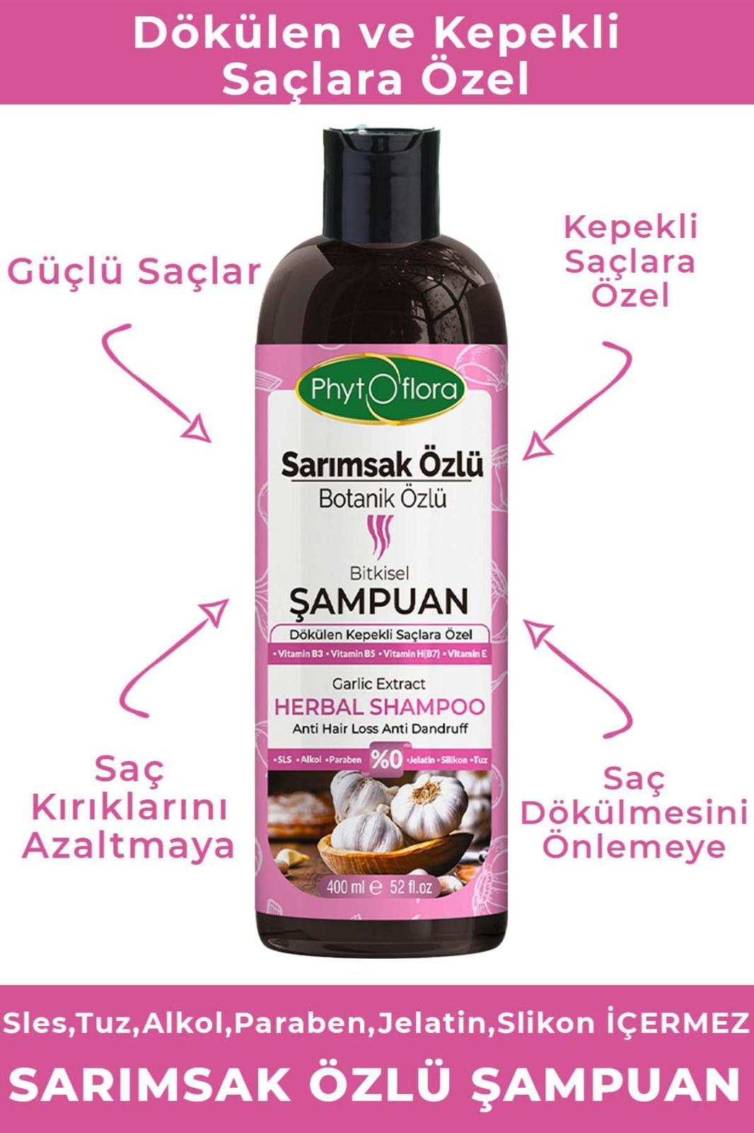 Tuzsuz Yağlı Ve Dökülen ve Kepekli Saçlara Özel Sarımsak Özlü Bitkisel Şampuan