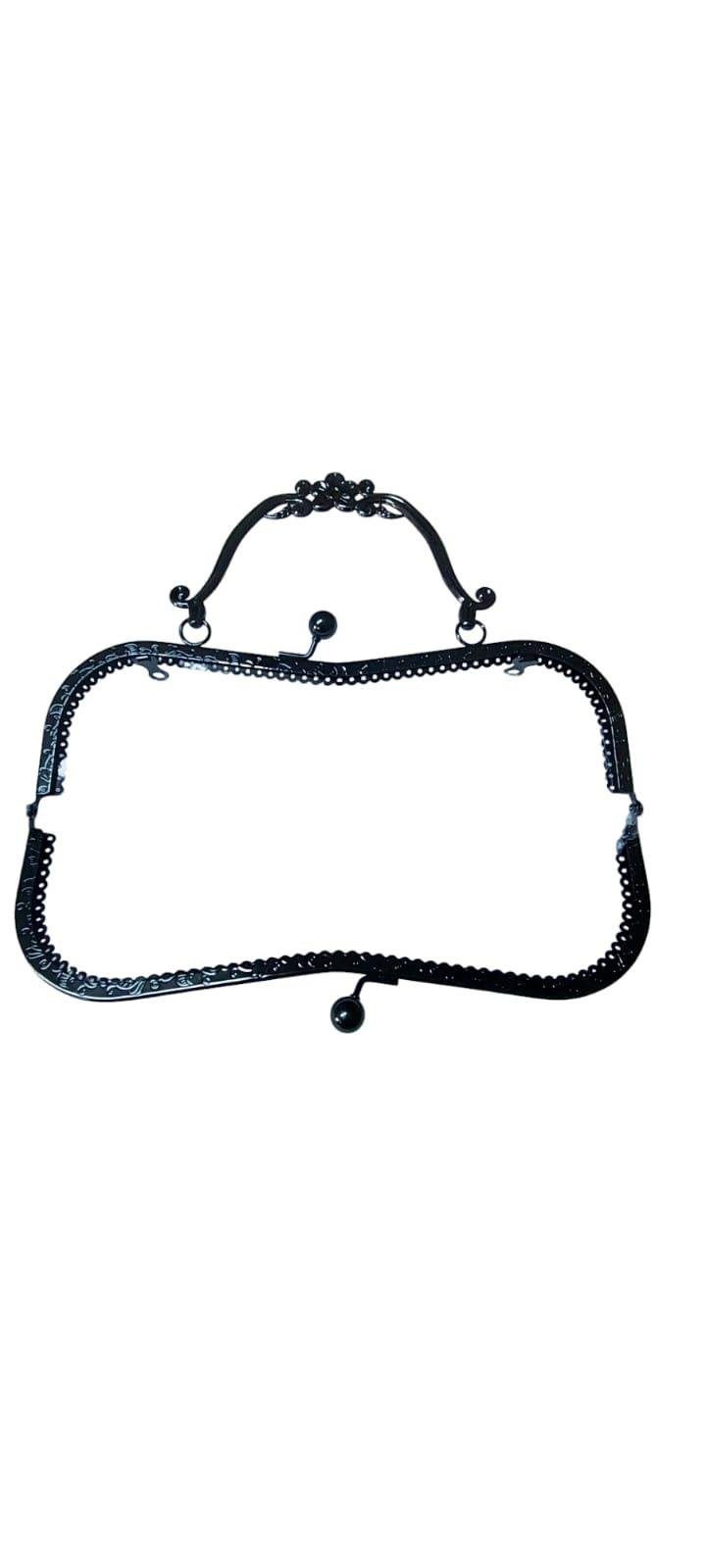  Çanta Klips Saplı Papatya 25 Cm Siyah