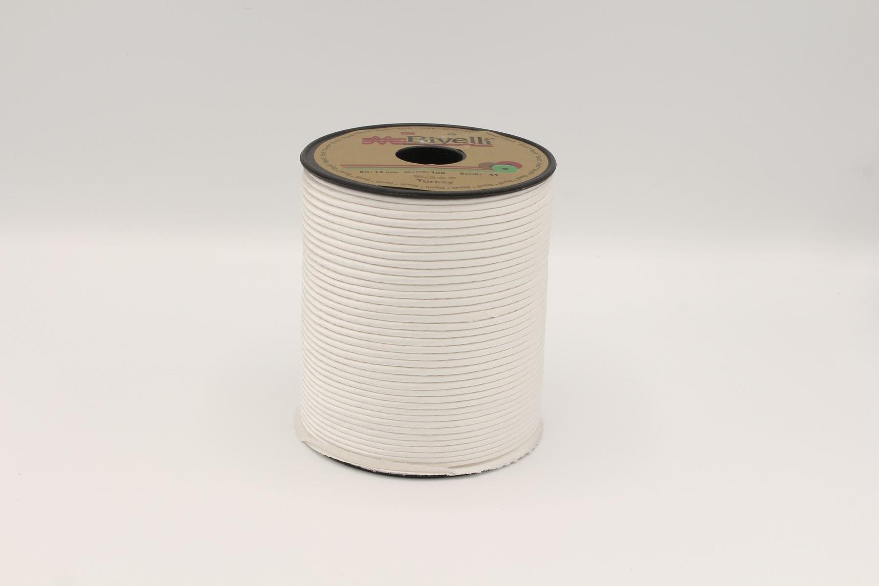 Biyelli Saten İpli Biye Kırık beyaz