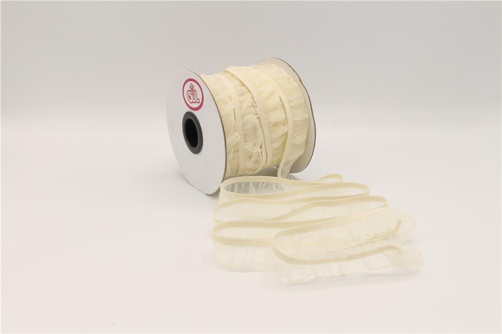 Fırfırlı Lastikler 18 mm Genişlik - 25 mt Krem