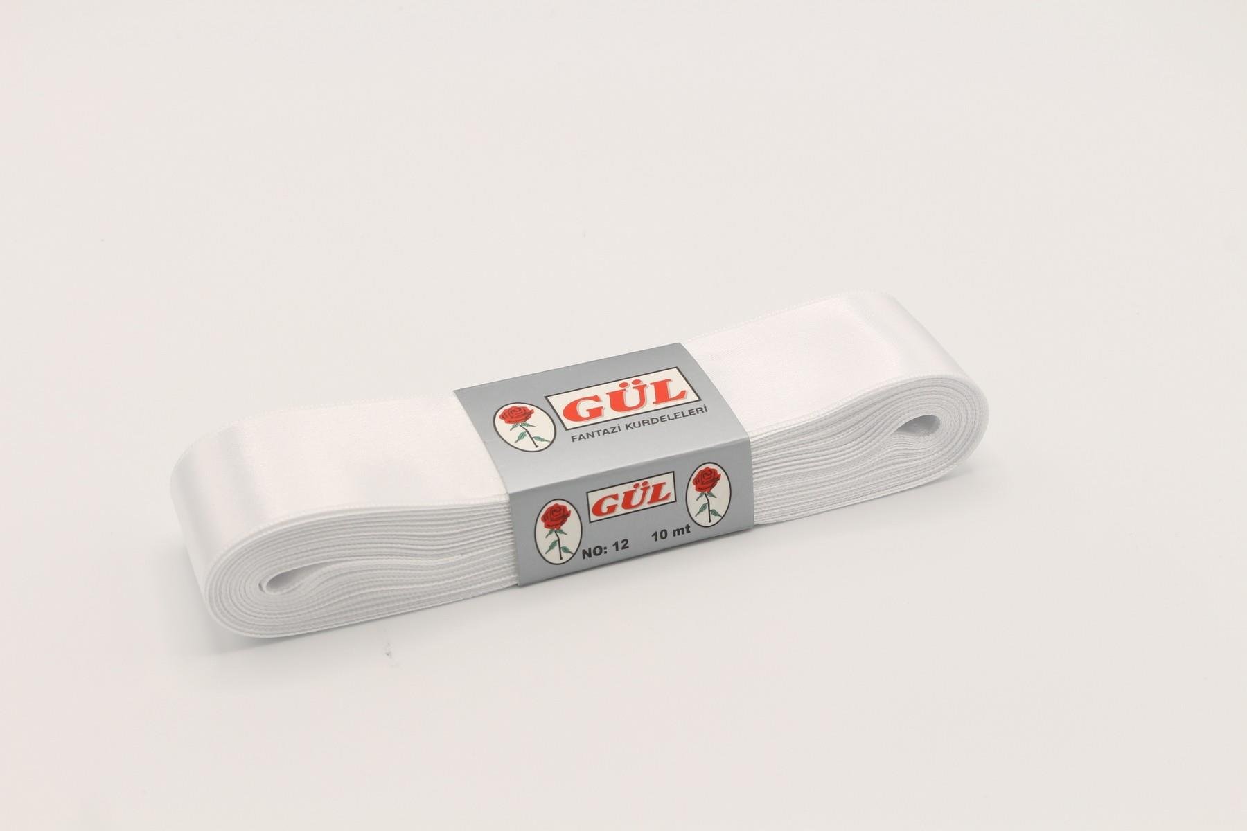 Gül Saten Kurdele Beyaz