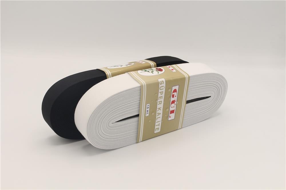 Gül Yumuşak Dokuma Paça Lastikleri Altın 2,5 Cm - 10 mt Siyah