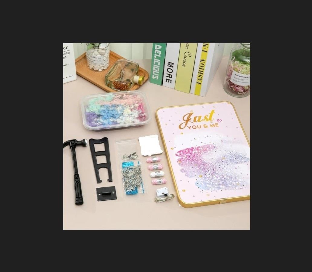 Kendin Yap Işıklı Çiçek İp Sanat Seti 3D