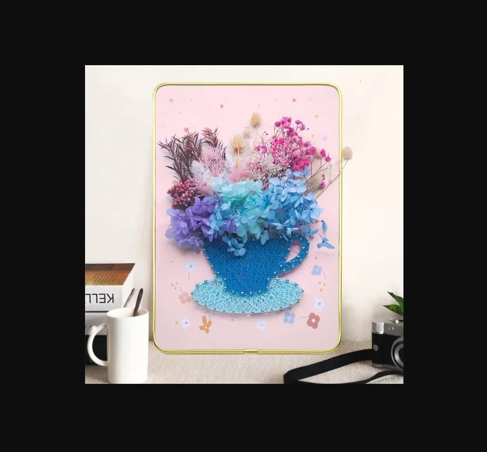 Kendin Yap Işıklı Çiçek İp Sanat Seti 3D