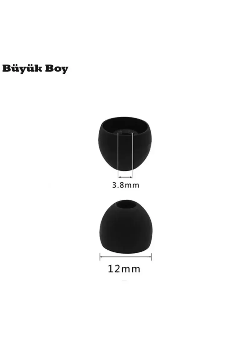 1 Çift 2 Adet Kulaklık Silikonu Uyumlu Büyük 12mm Siyah