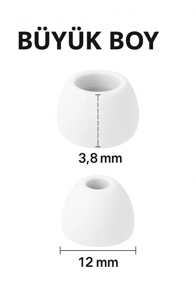 1 Çift 2 Adet Kulaklık Silikonu Uyumlu Büyük 12mm Beyaz