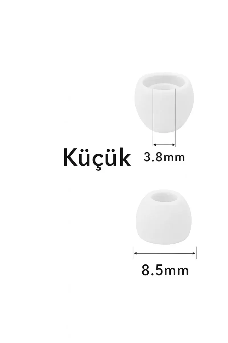 1 Çift 2 Adet Kulaklık Silikonu Uyumlu Küçük 8.5mm Beyaz