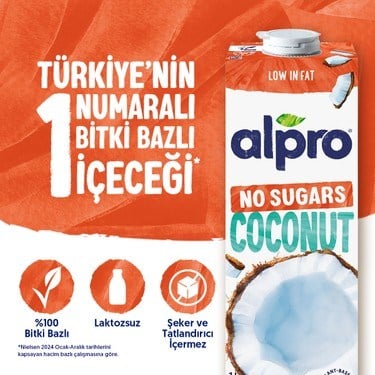 1 L Laktozsuz Vegan Hindistan Cevizi Sütü