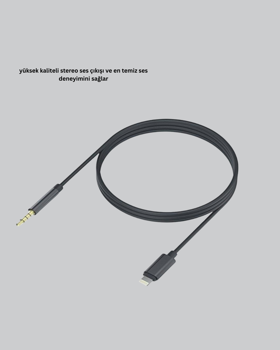 1 Metre Lightning to Aux Çevirici Kablo Stereo Ses Yüksek Kalite