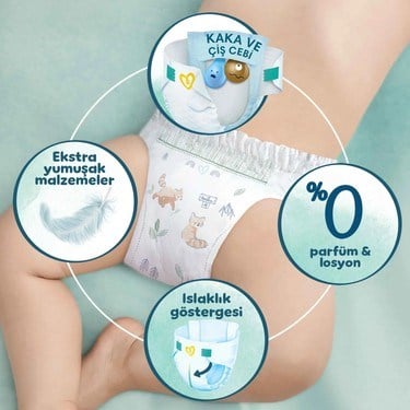1 Numara Bantlı Bebek Bezi 50 Adet ile Cilt Koruma 2-5 kg