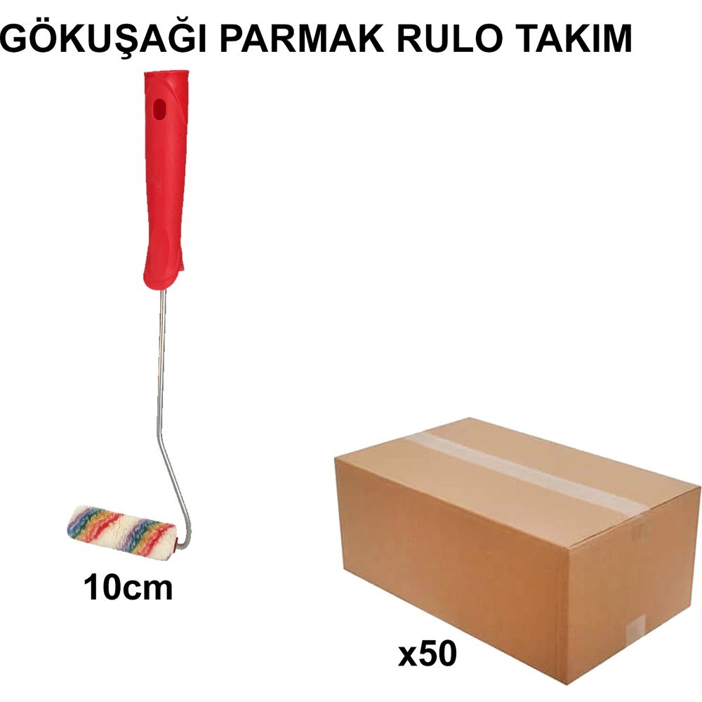 10 cm Gökkuşağı Parmak Rulo Takım, 50 Adet