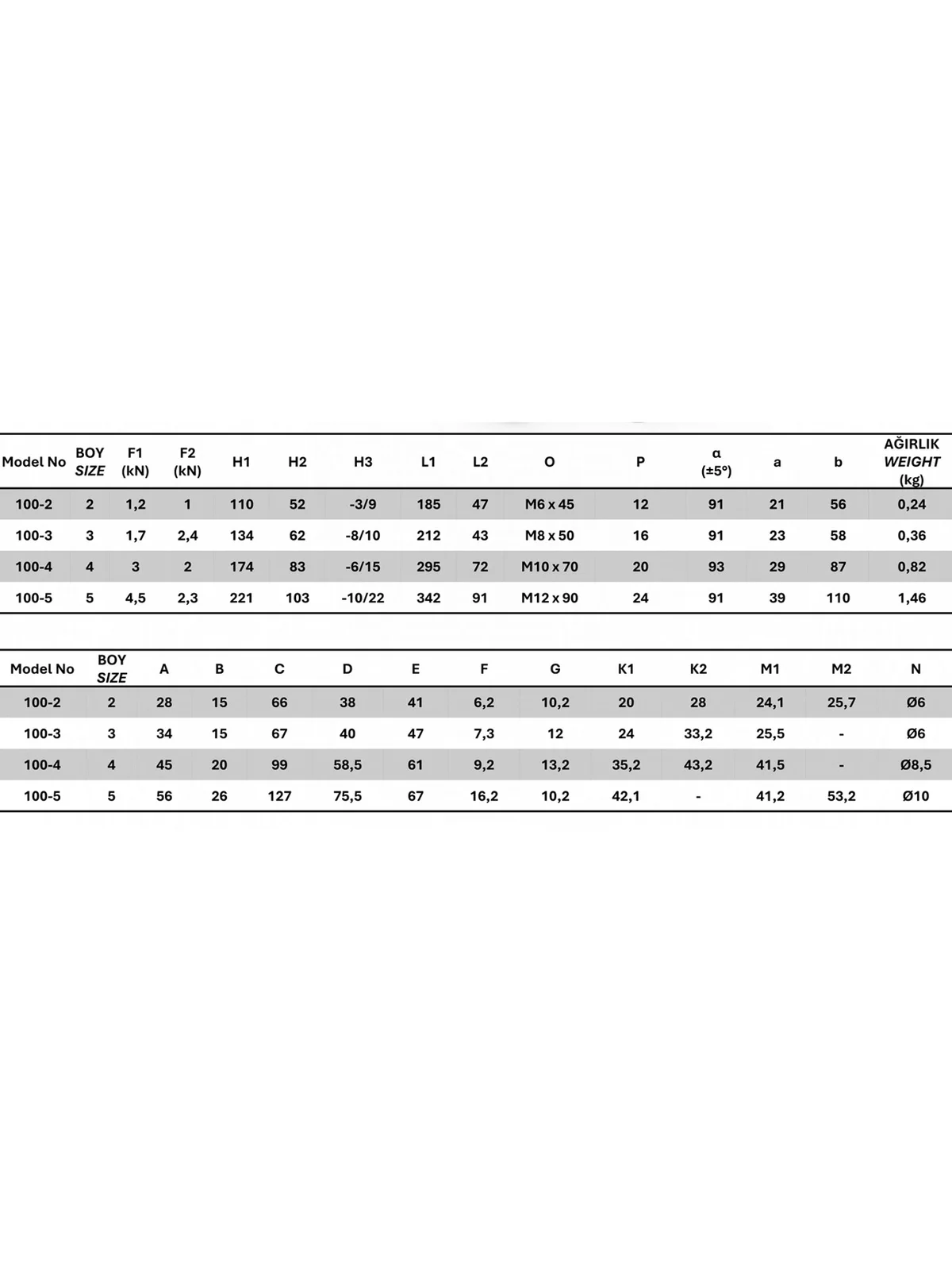 100-2 Yatay Tabanlı Yatay Bağlantı Elemanı 23630