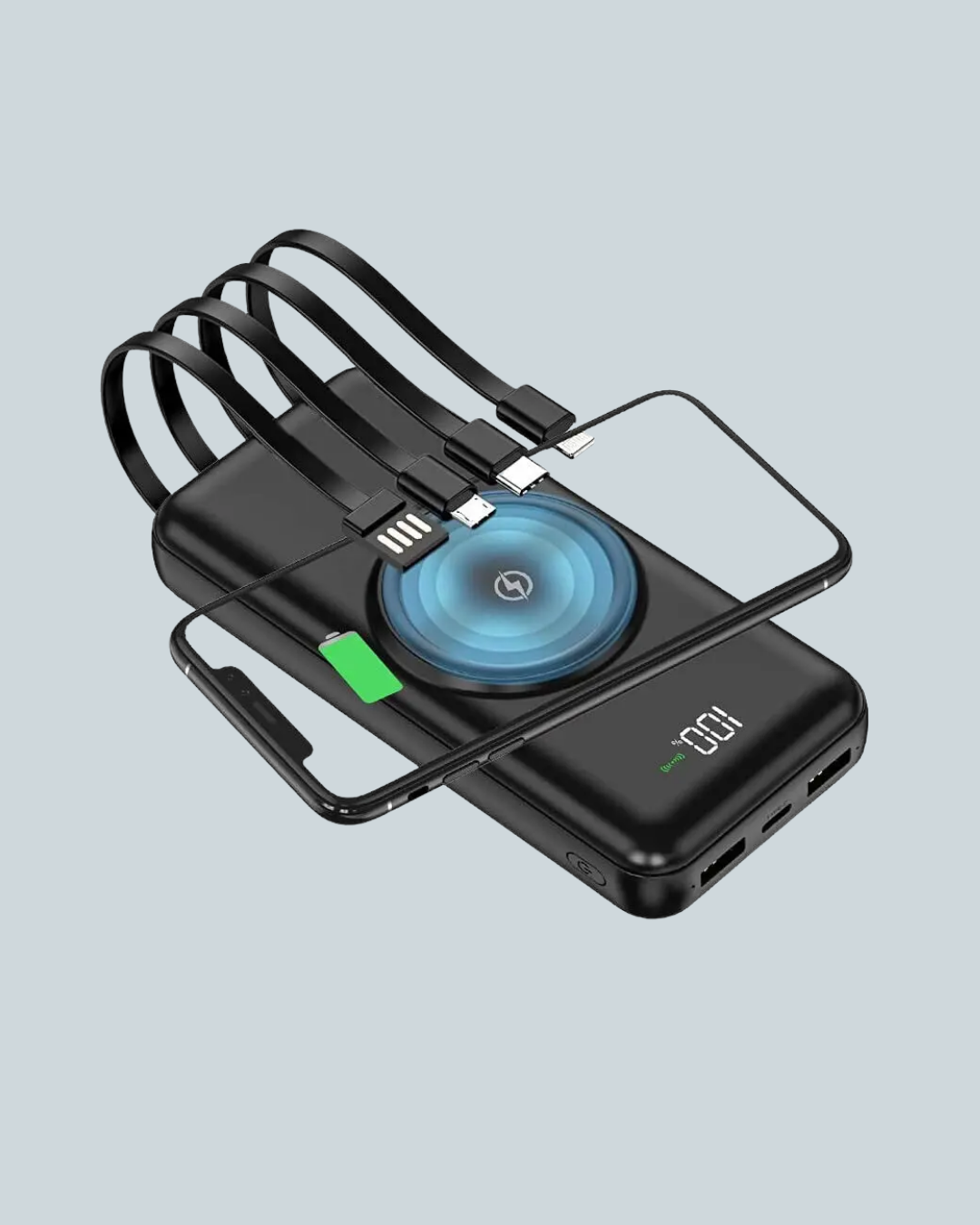 10000mAh Kablosuz ve Hızlı Şarj Destekli Powerbank – Taşınabilir Şarj Gücü