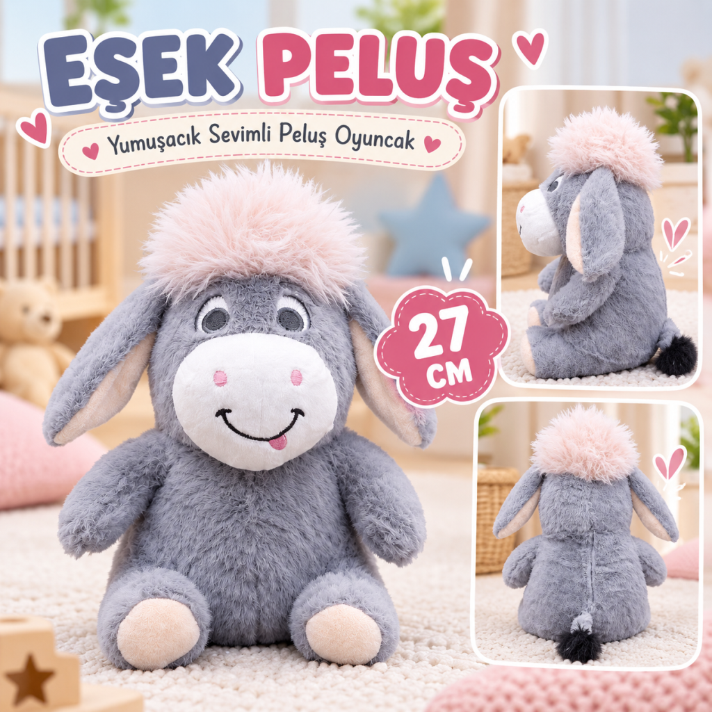 10023 EŞEK PELUŞ 27CM