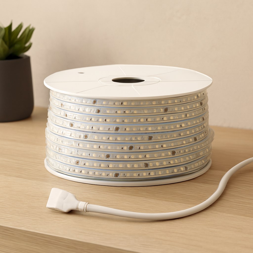 100m 220V Dış Mekan LED Şerit 6500K Beyaz 120 LED/m