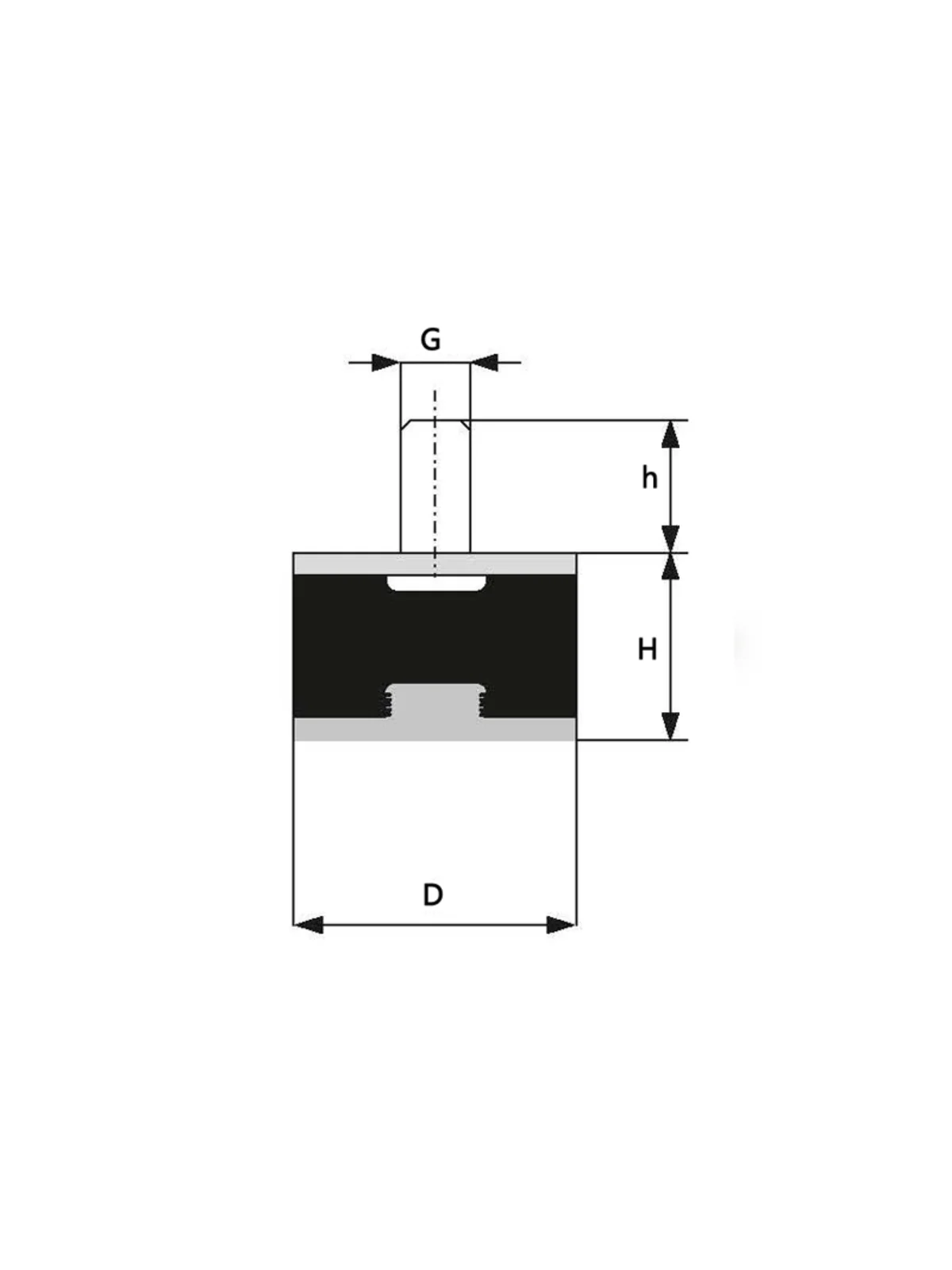 100x40 M16 B Tipi Lastik Takoz Pullu