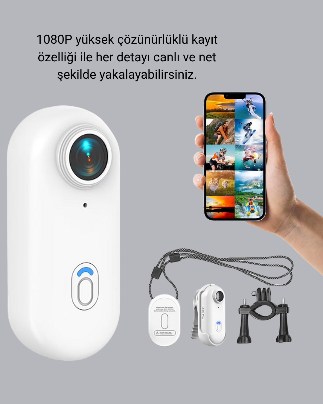 1080P Suya Dayanıklı Aksiyon Spor Kamerası 120° Geniş Açı ve WiFi Destekli