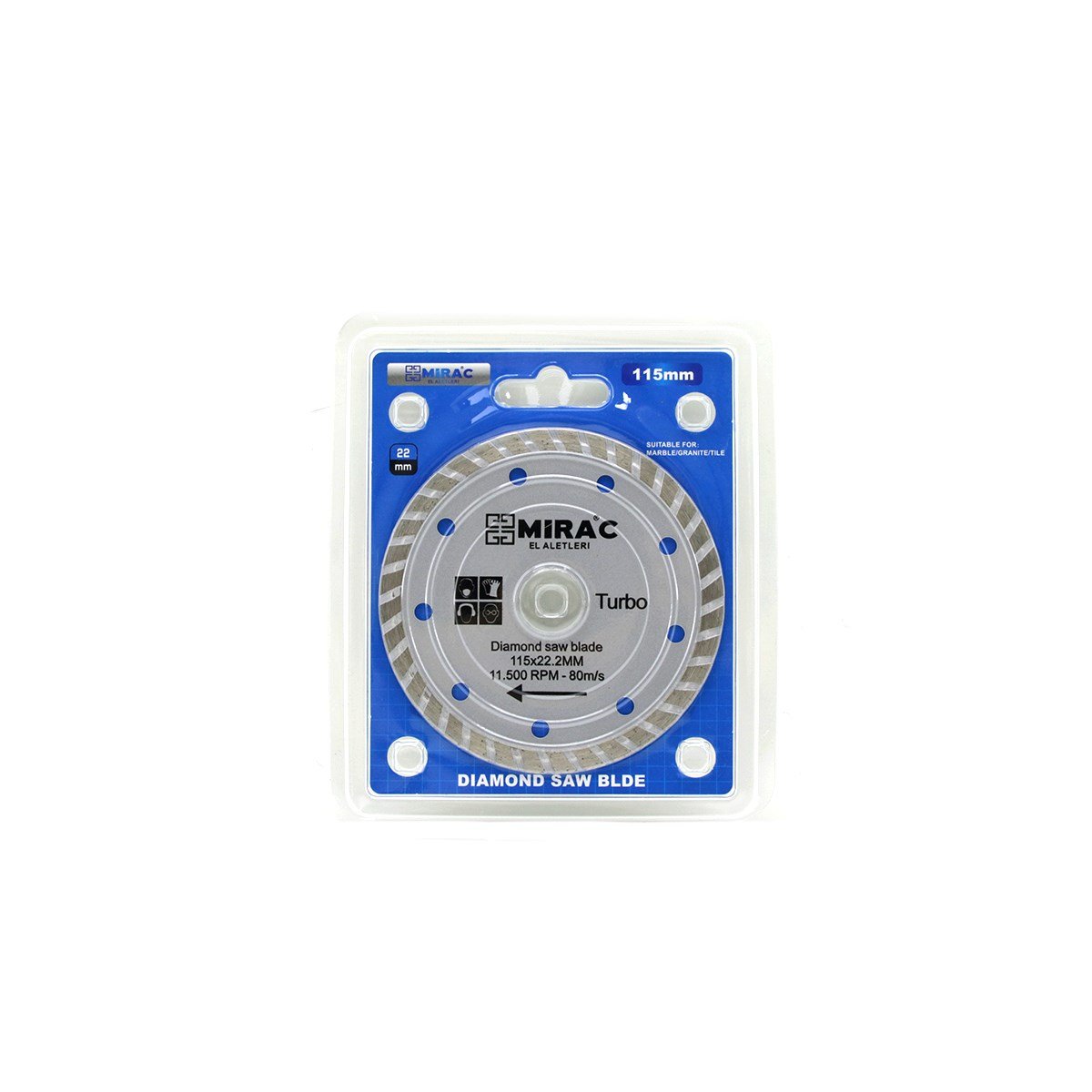 115 mm Mermer Kesme Diski 22.2 mm İnce Turbo