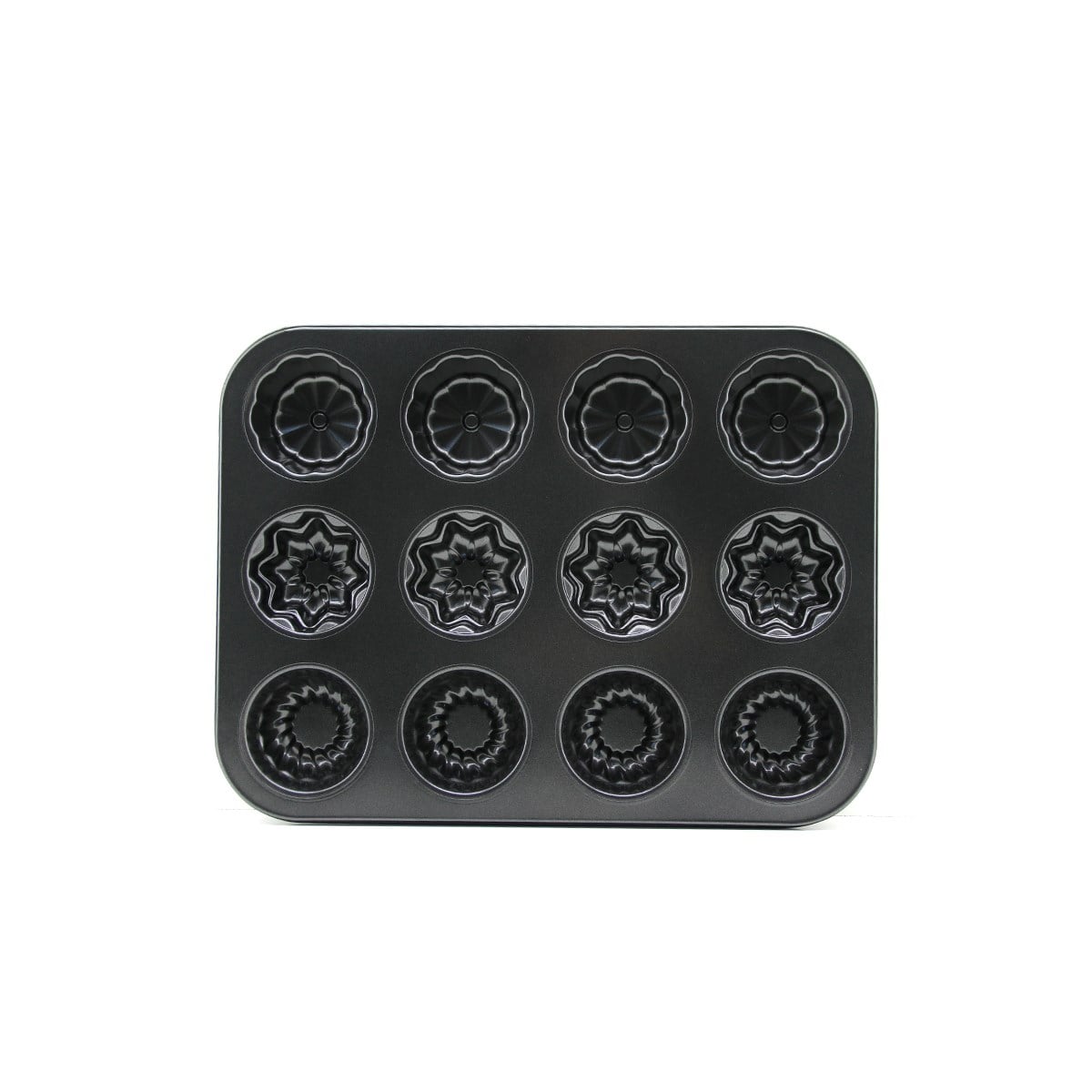 12 Gözlü Metal Muffin Kek Kalıbı - Siyah