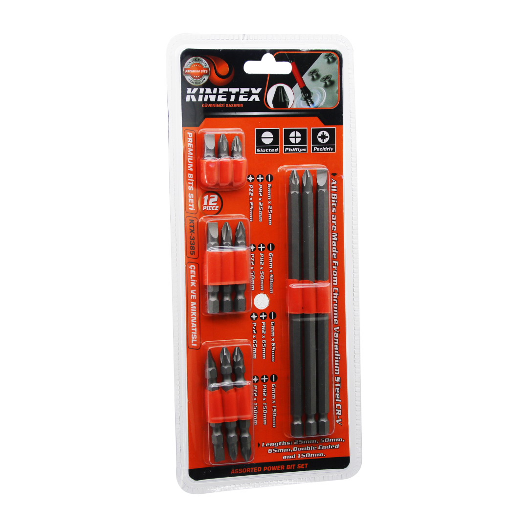 12-in-1 Matkap Bits Uç Seti (PH2, PZ2, Düz) - 12 Parça