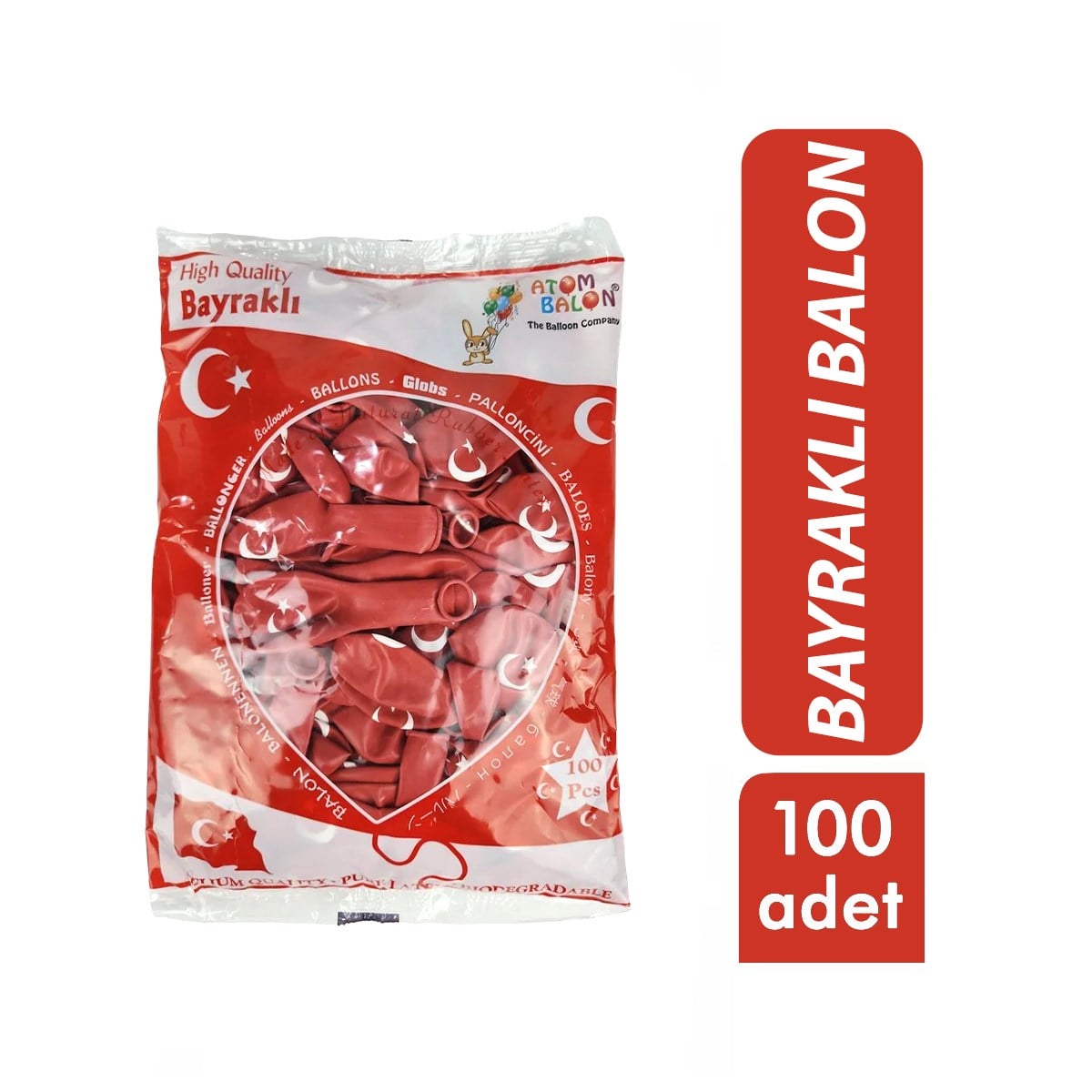 12 inç Bayraklı Lateks Balon - 100lü Paket