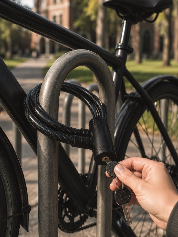 12 mm Çelik Halat Bisiklet Kilidi 80 cm Anahtarlı Güvenlik Kilidi PVC Kaplamalı Scooter ve Elektrikli Bisiklet Uyumlu