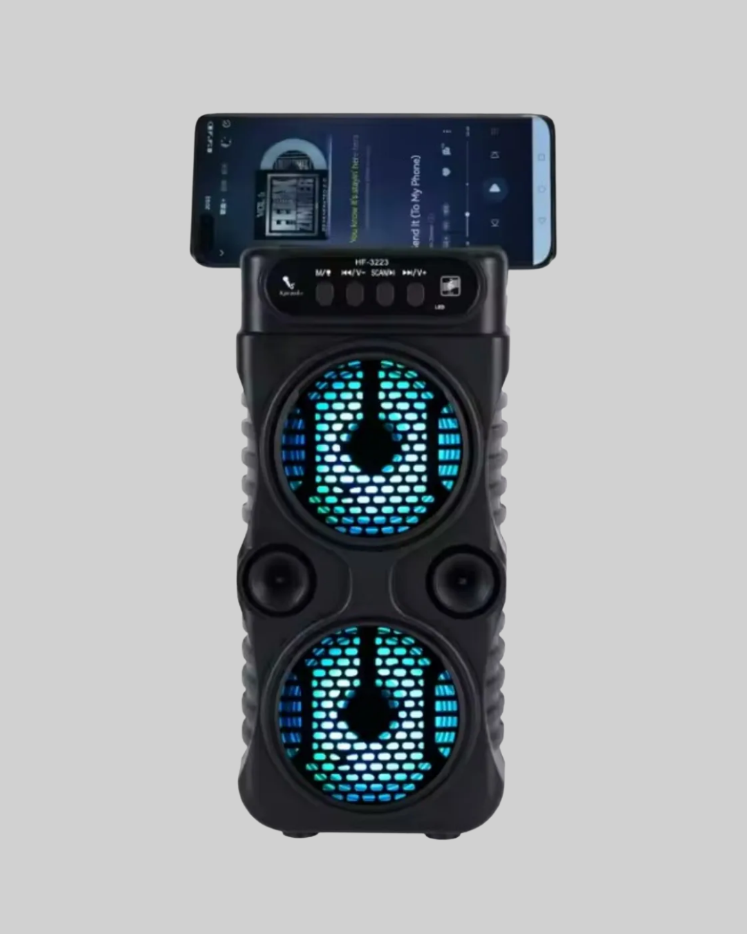 1200 mAh Şarjlı LED Işıklı Bluetooth Hoparlör – FM Radyolu, Hafıza Kart Destekli