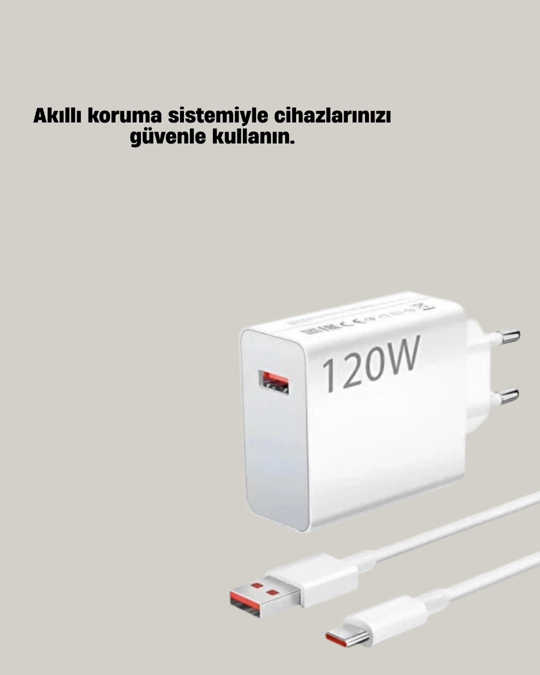 120W Mi Turbo Akıllı Tanıma Çipli Hızlı Şarj Cihazı Taşınabilir ve Dayanıklı