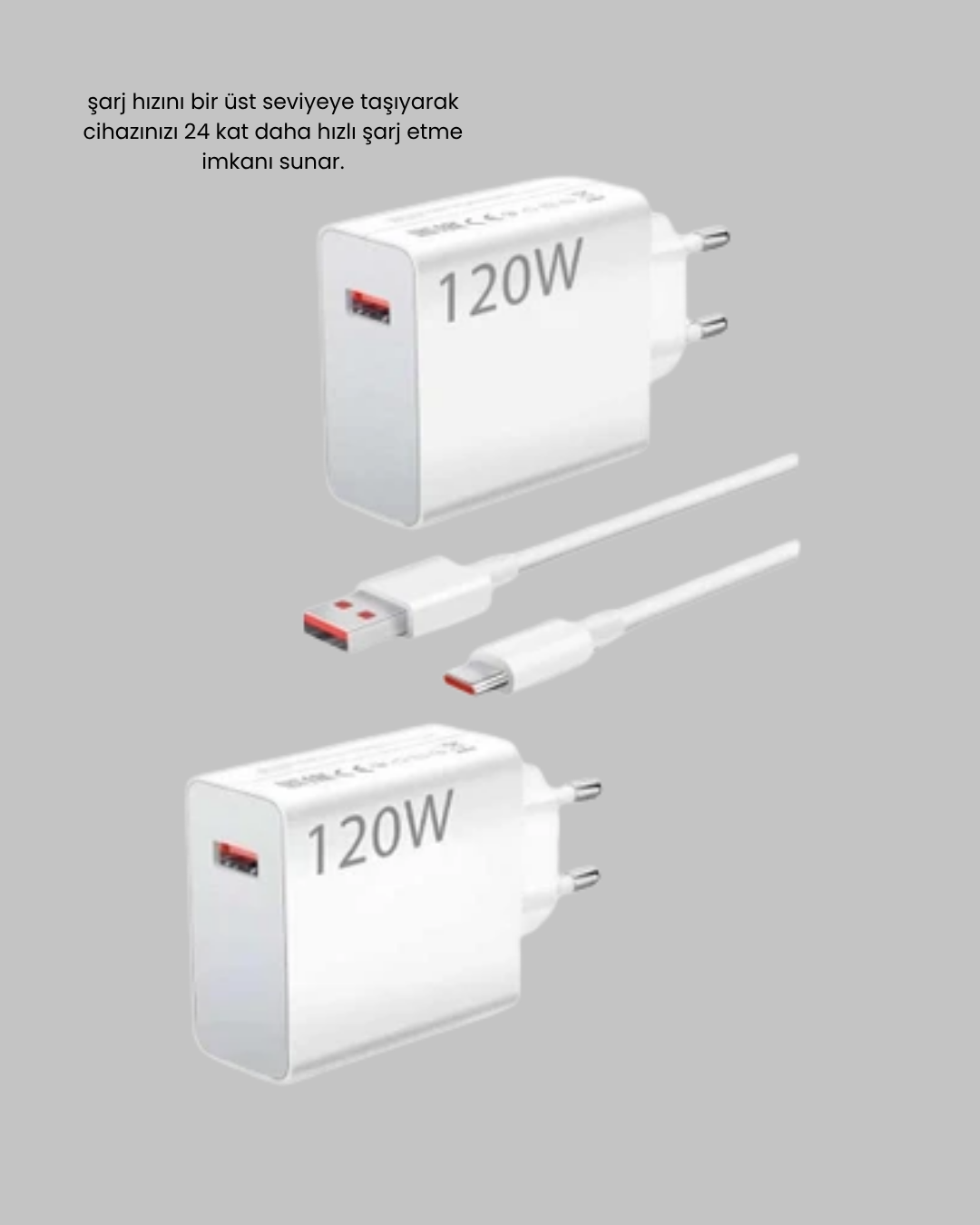 120W USB-C Şarj Adaptörü Süper Hızlı Şarj Güç Kaynağı Seti