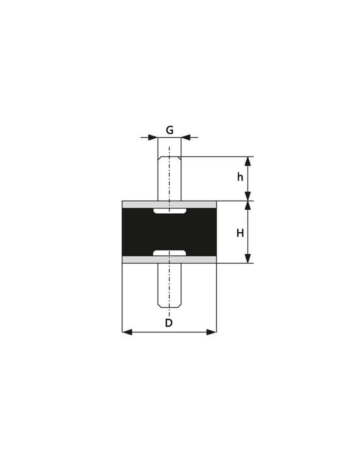 120x40 M16 A Tipi Lastik Takoz Pullu