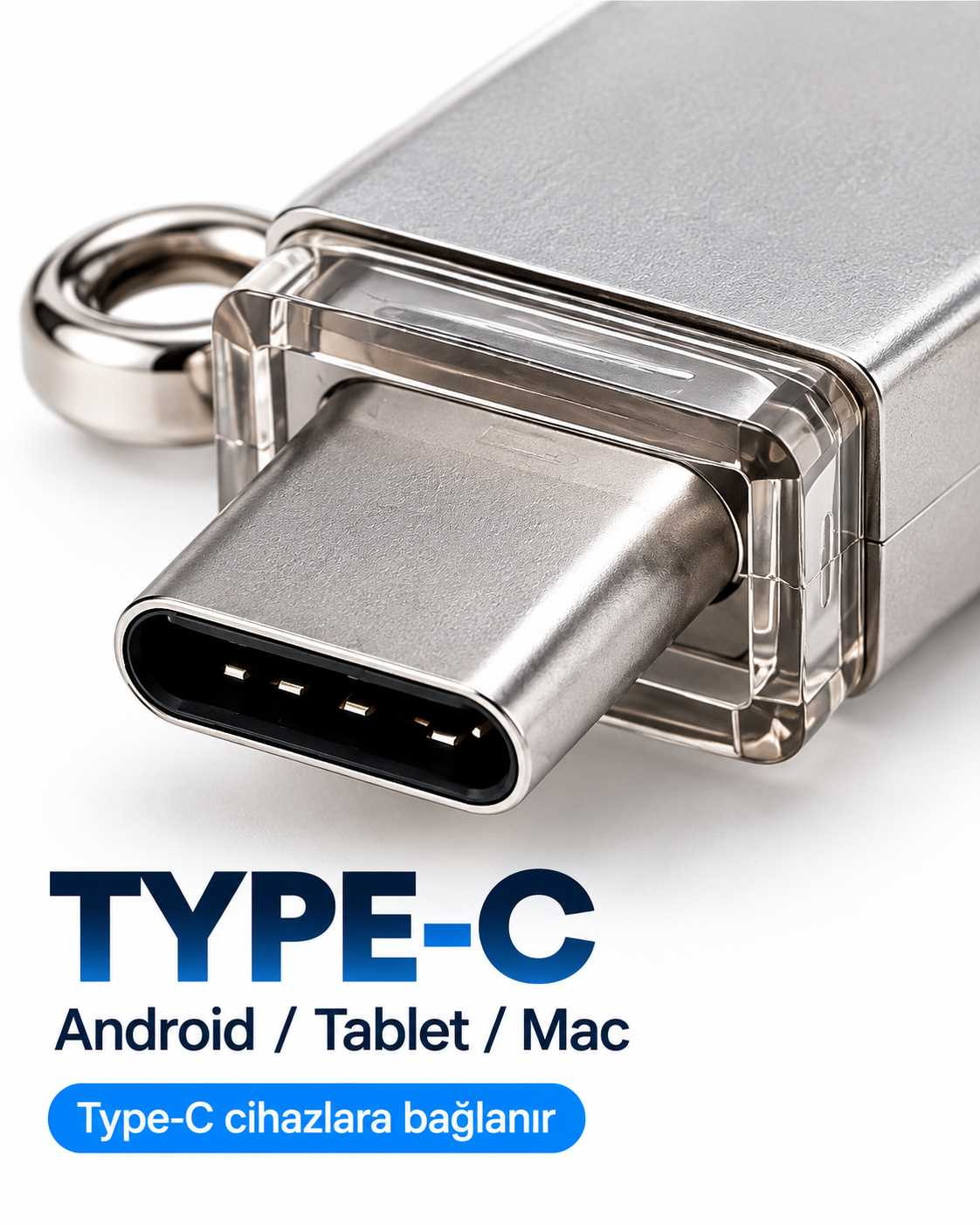 128GB 4’lü Girişli Flash Bellek Lightning Type-C USB-A MicroUSB Telefon Tablet Bilgisayar Uyumlu