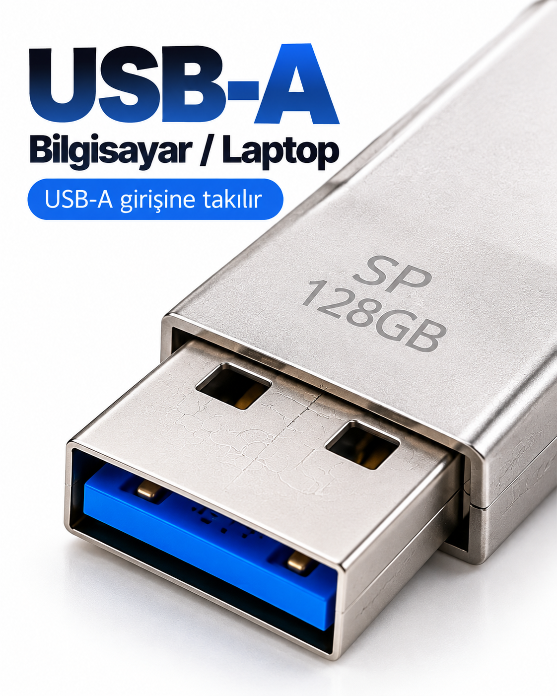 128GB 4’lü Girişli Flash Bellek Lightning Type-C USB-A MicroUSB Telefon Tablet Bilgisayar Uyumlu