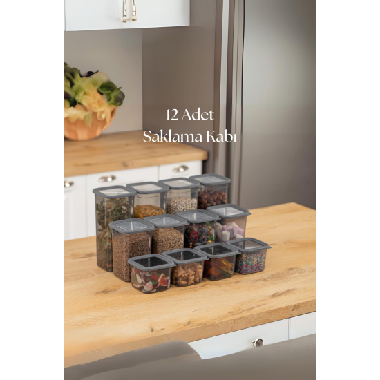 12'li 3 Boy Kavanoz Seti & Saklama Kabı & Erzak Kabı 6x650/1300/1900 Ml (40 Lı Etiket Hediyeli)