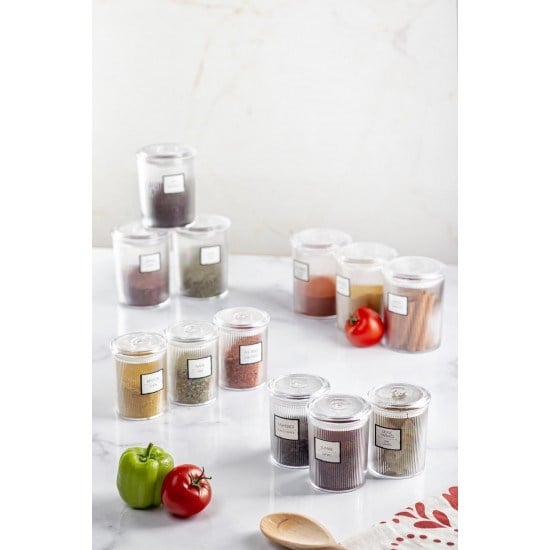12'li Barok Yuvarlak 2 Boy Kavanoz Seti & Saklama Kabı & Erzak Kabı 6*500 ML,6*250 ML)