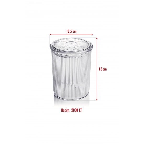 12'li Barok Yuvarlak Büyük Kavanoz Seti & Saklama Kabı & Erzak Kabı (12*2000 ML)