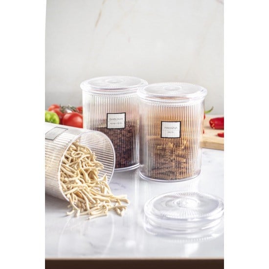 12'li Barok Yuvarlak Büyük Kavanoz Seti & Saklama Kabı & Erzak Kabı (12*2000 ML)