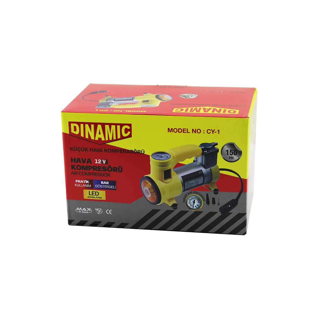 12V 150 PSI Araç Hava Kompresörü - Bar Göstergeli & LED