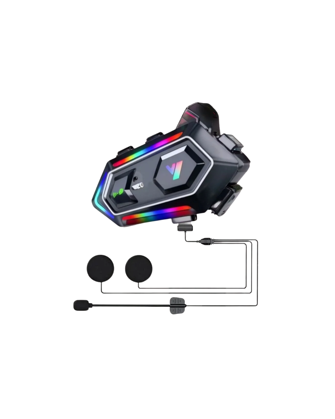 16 Mod RGB Işıklı Motosiklet Intercom Çift Telefon Destekli