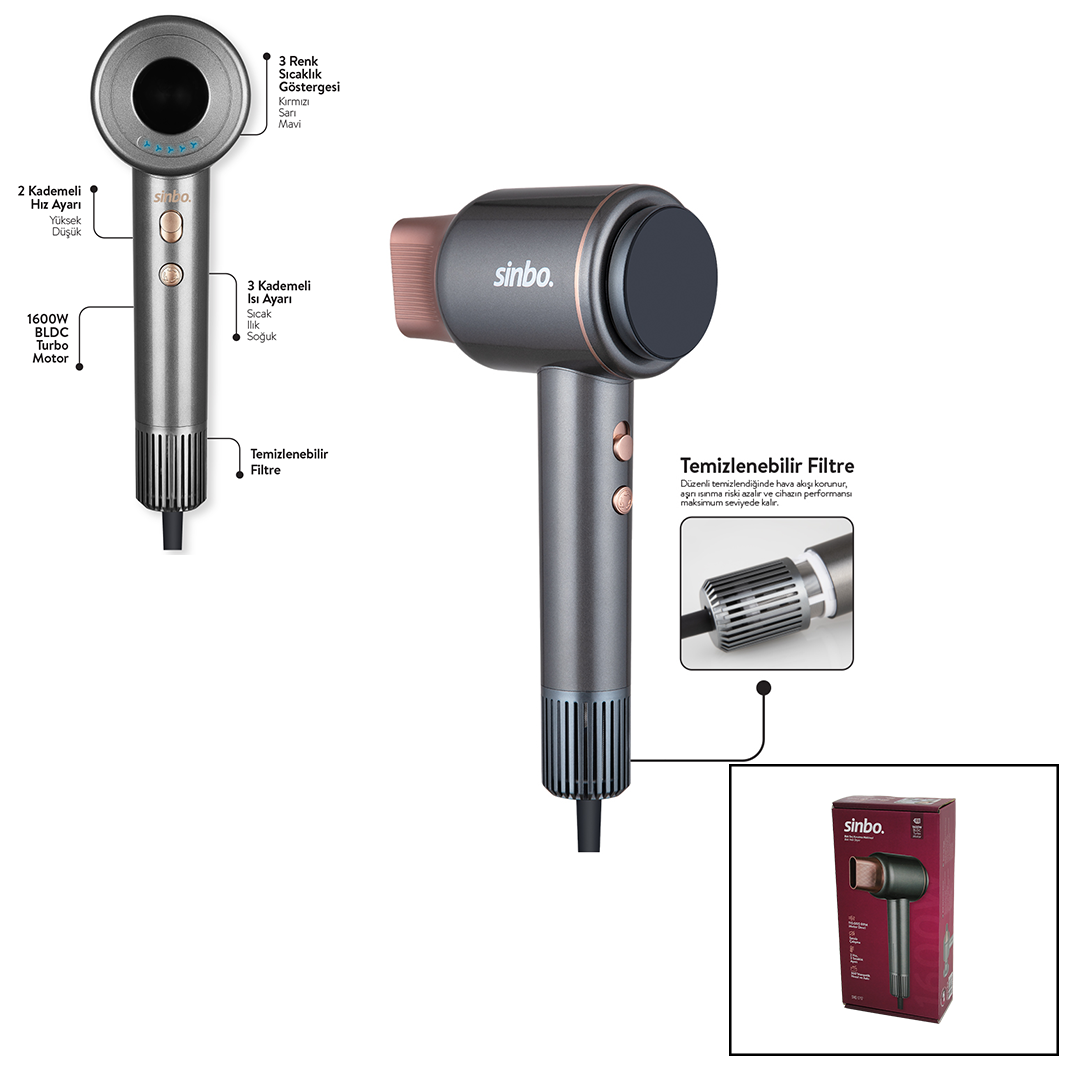1600W BLDC Turbo Tokmak Saç Kurutma Makinesi