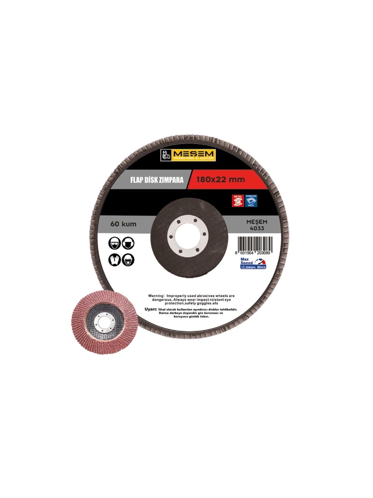 180x22mm 60 Kum Flap Disk AO MES4033