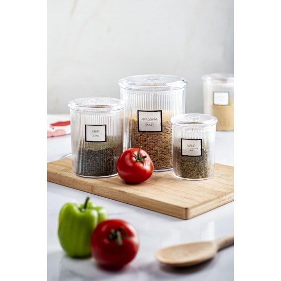 18'li Barok Yuvarlak 3 Boy Kavanoz Seti & Saklama Kabı & Erzak Kabı (6*2000 ML, 6*1000 ML ,6*500 ML)