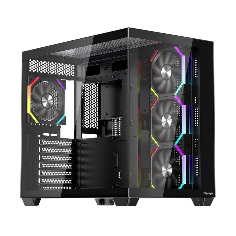 1ST PLAYER BV7 SİYAH ACK 750W 80+ BRONZE ARGB 4X12CM FAN PANORAMİK TEMPERLİ CAM USB 3.0 ATX KASA