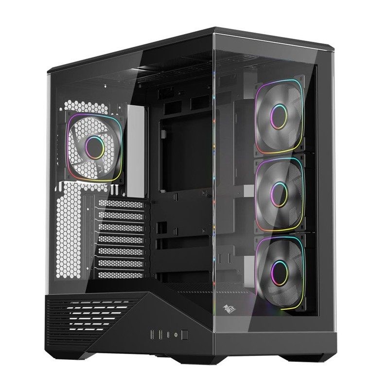 1ST PLAYER GM7 BTF SİYAH 750W 80+ BRONZE ARGB 4X12CM FAN TEMPERLİ CAM USB 3.0 TYPE-C ATX KASA