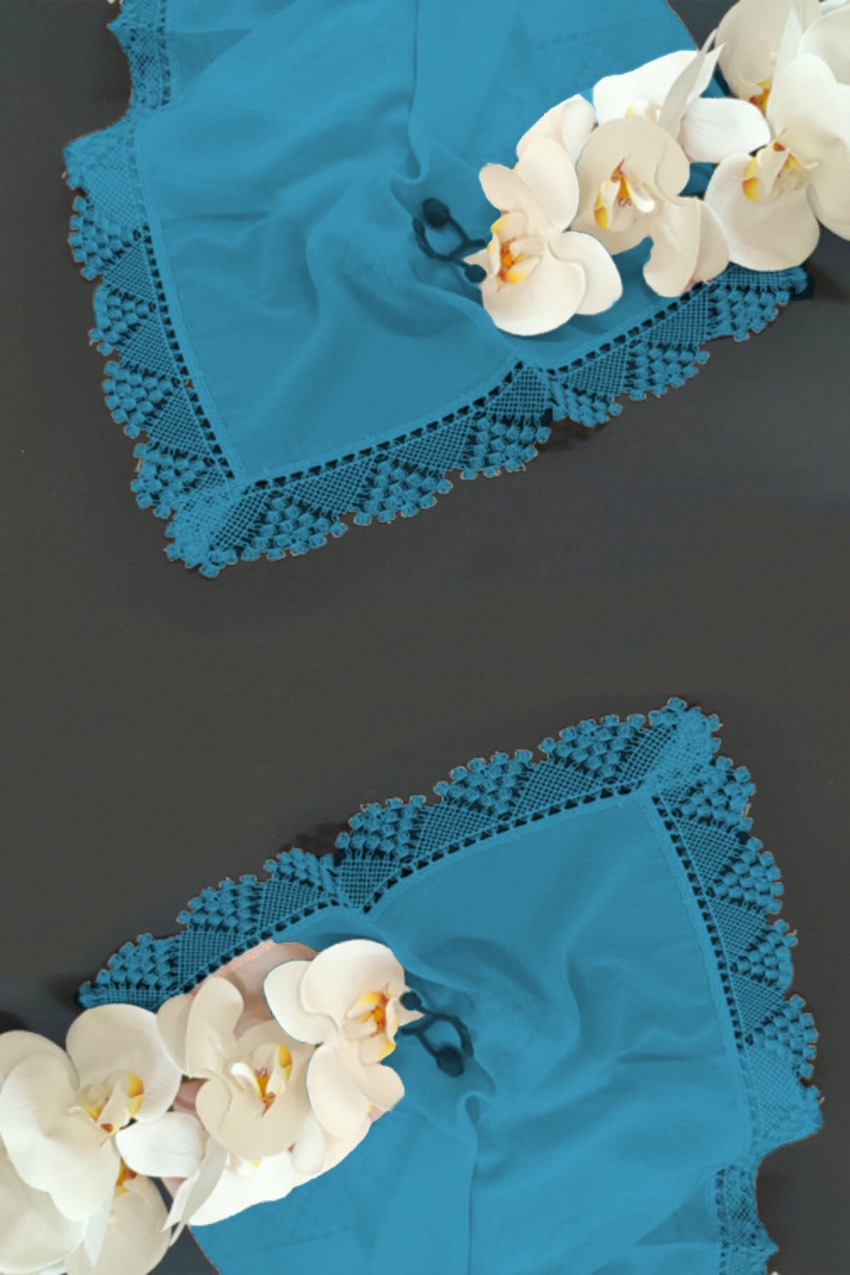 2 Adet, iğne Oyası Çeyizlik Mevlüt Örtüsü, Şal, 70 x 140 cm.