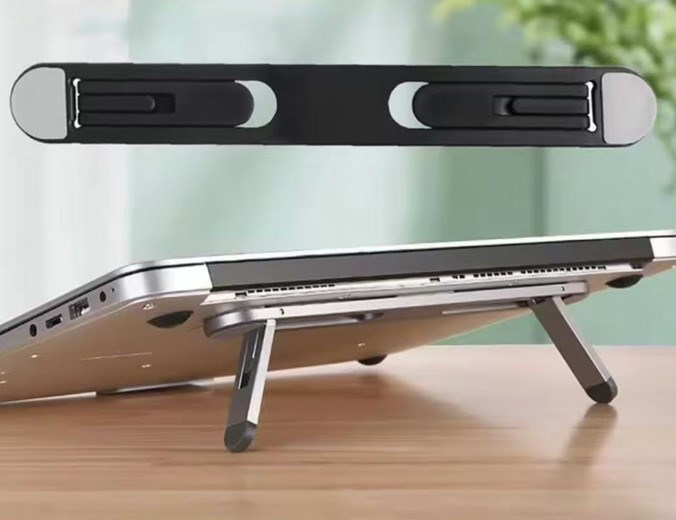 2 Kademeli Katlanabilir ve Yapışkanlı Laptop Standı Siyah