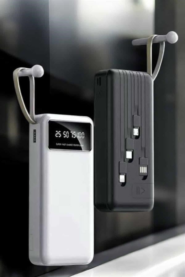 20.000 Mah Led Işıklı LCD Ekran USB Girişli Type-C Lightning Powerbank Yeni Nesil