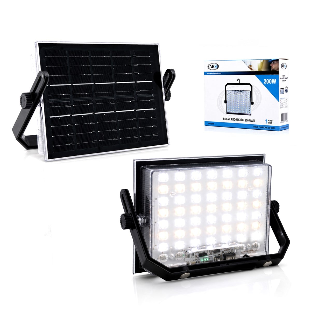 200W Güneş Enerjili LED Projektör - Kamp & Dış Mekan