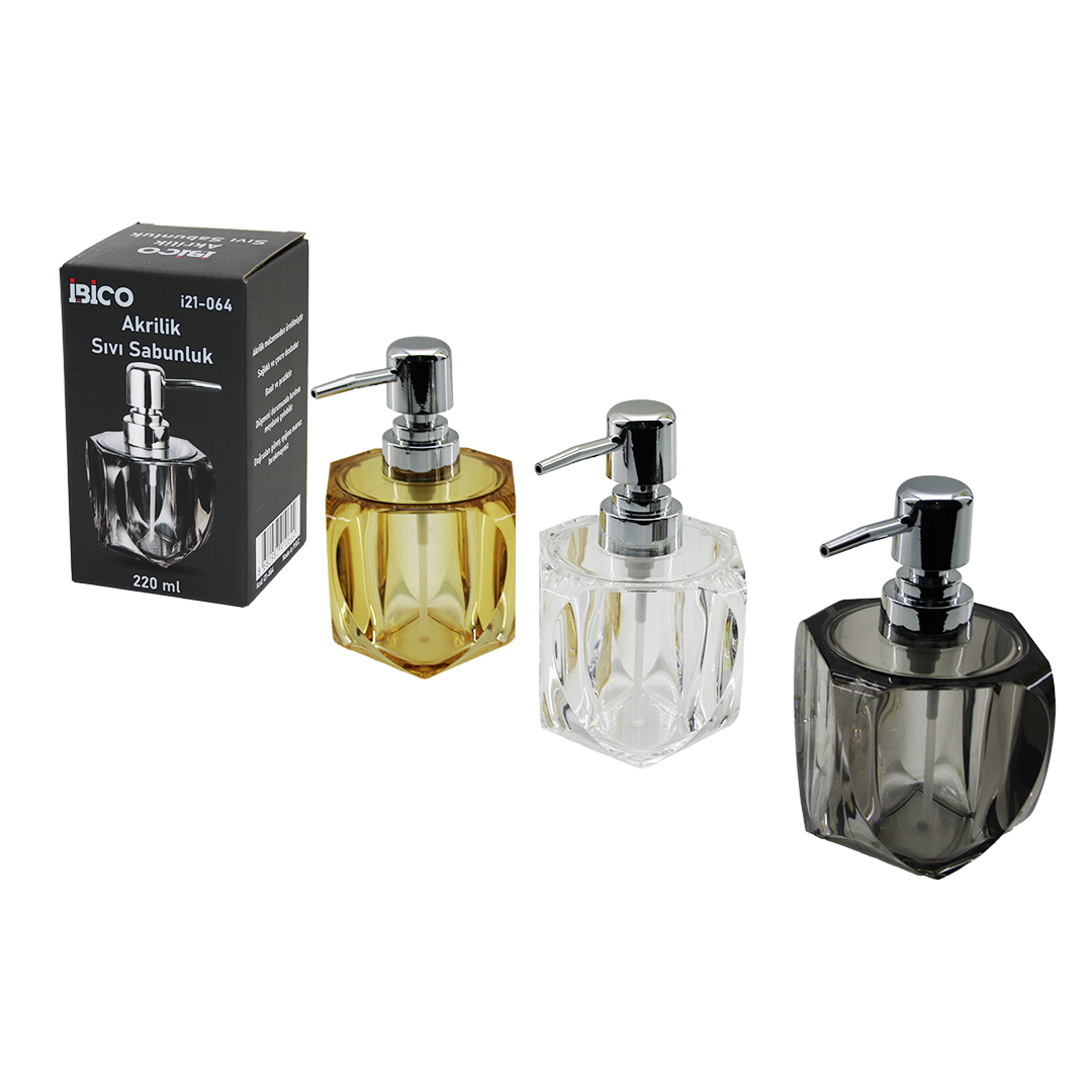 220 ml Akrilik/Mika Sıvı Sabunluk (Şeffaf ve Renkli)