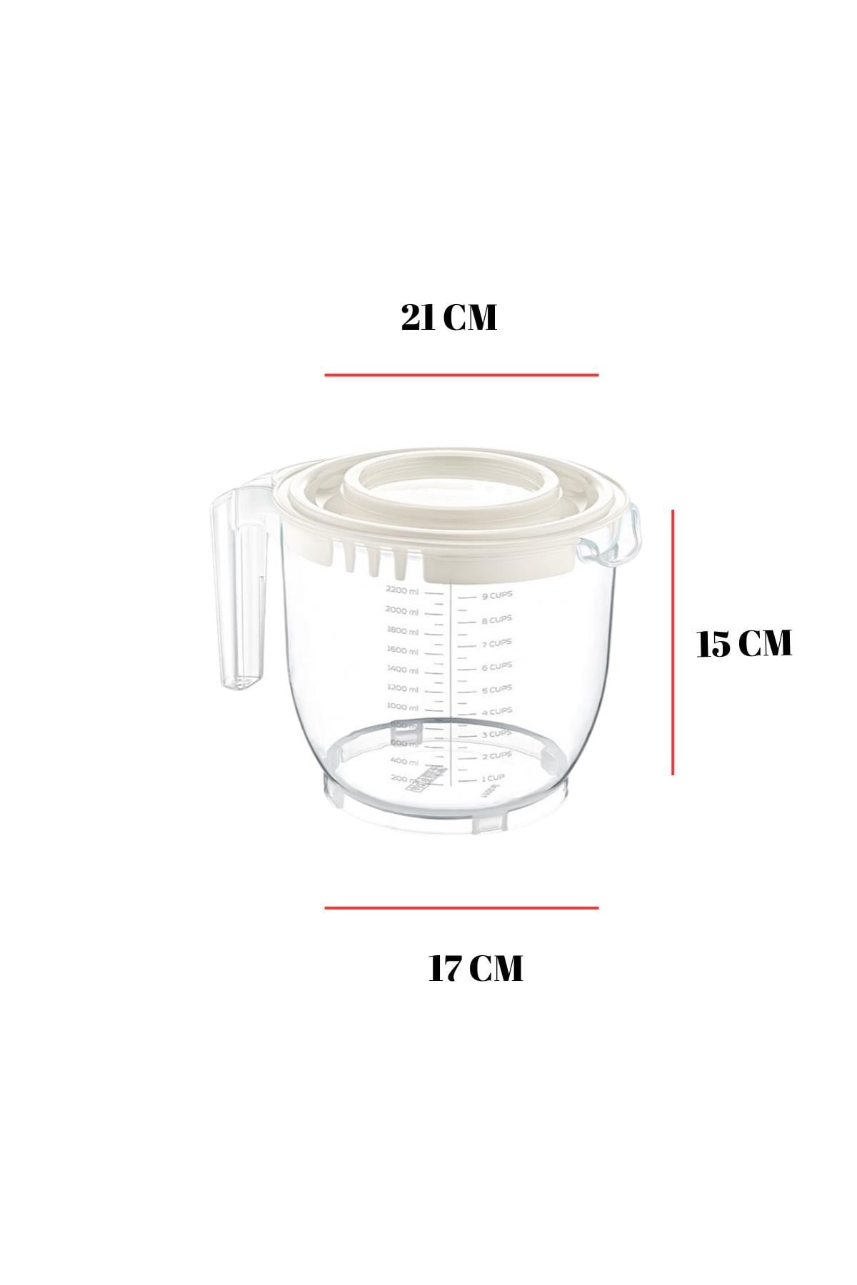 2200 Ml Mikser Kabı Mavi & Ölçü Kabı & Saklama Kabı-DNY0026