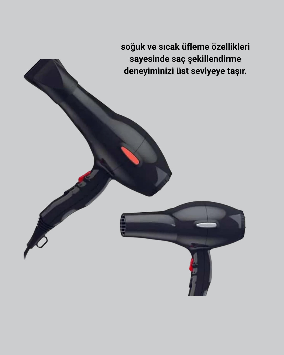 2200W Fön Makinesi – Profesyonel AC Motor, Soğuk ve Sıcak Üfleme